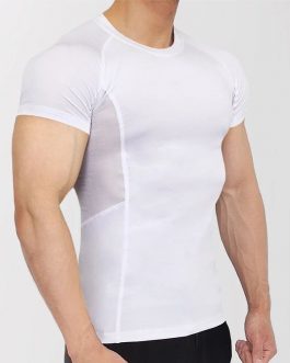 Mens quick dry Shirt Spliced slim fit Short Sleeves Running Gym Workout Top Training compression Tshirt