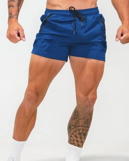 Mens Sports Panel Fitness Gym Training zip Shorts 1/3 pants